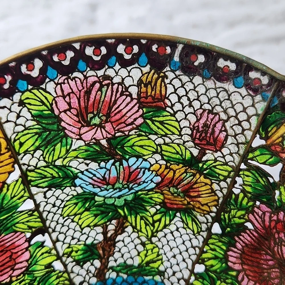 Antic Handmade Chinese Intricate  Plique-a-Jour  Bowl with Gold Accents